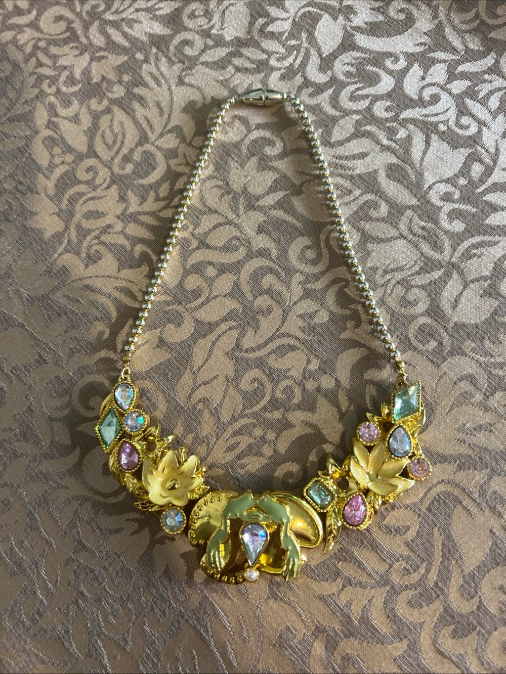 Vtg The Disney Store The Princess And The Frog Gold Tone Charm Necklace Jewels